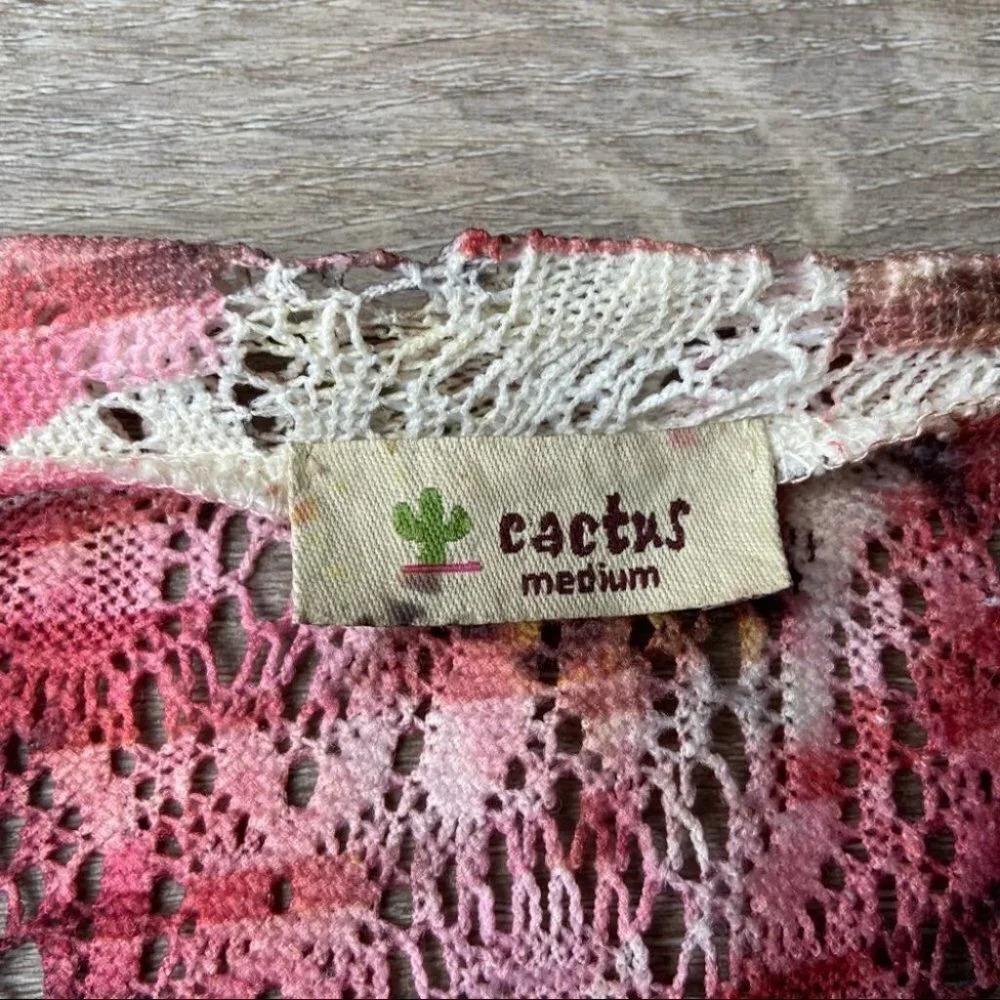 Vintage Cactus Tiger Print Embellished Open Knitted Top - Picture 13 of 14